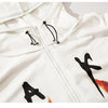 Hoodies Men Hit Color Melted Letter Flame Hole Print Pullovers College Style Harajuku Zipper Outwear Couple Streetwear