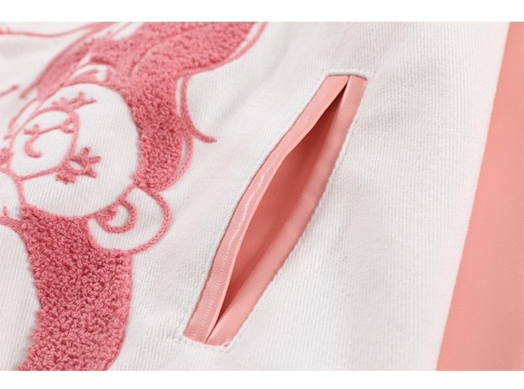 Jacket Men Furry Cartoon Comics Girl Letter Outwear Oversized College Style Hipster Coats All-match Streetwear