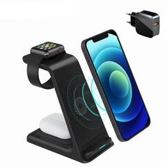 3 in 1 Wireless Charger Stand For iPhone 11/12 Pro Max Qi 15W Fast Charging Induction Chargers For Apple Watch 6 5 4 AirPods Pro