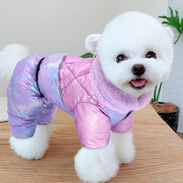 Winter Pet Dog Clothes Thick Warm Dogs Jacket Coat Jumpsuit With Harness Reflective Waterproof Dogs Down Jacket Snowsuit 3 Layer