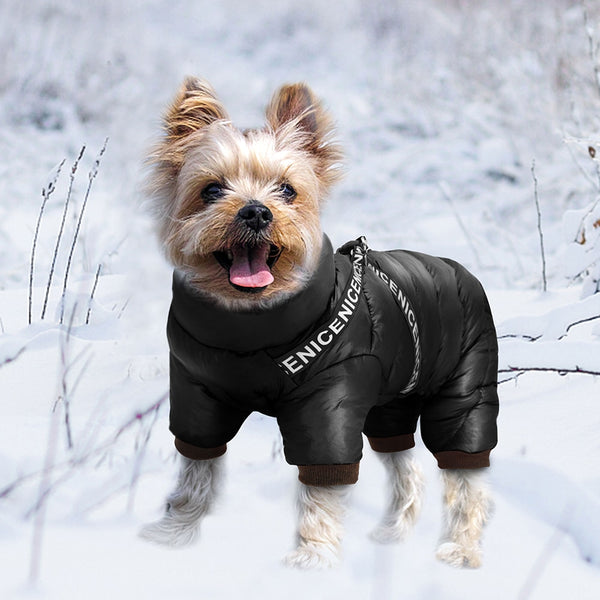 Winter Pet Dog Clothes Thick Warm Dogs Jacket Coat Jumpsuit With Harness Reflective Waterproof Dogs Down Jacket Snowsuit 3 Layer
