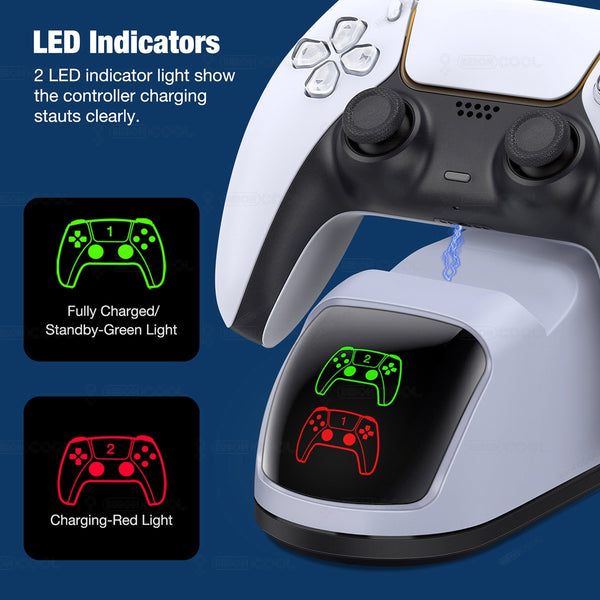 Fast Charger For PS5 Controller 3H Fast Charging Station for Sony Playstation 5 Controller  with LED Light Indicator