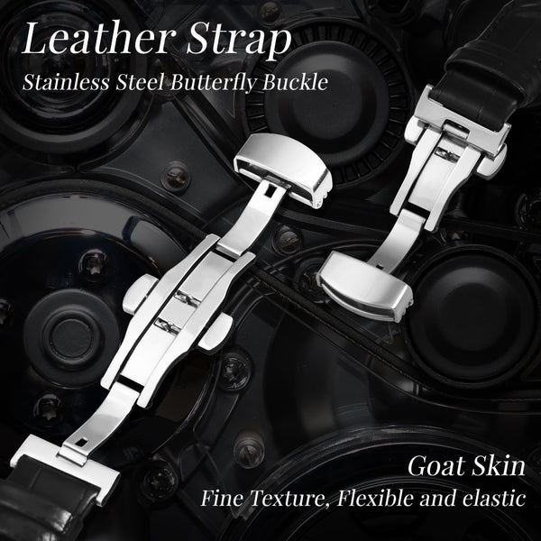 Fashion Transparent Skeleton Luxury Watch for Men Mechanical Carved Case Golden Bridge Crystal Dial Leather Strap Clock relogio