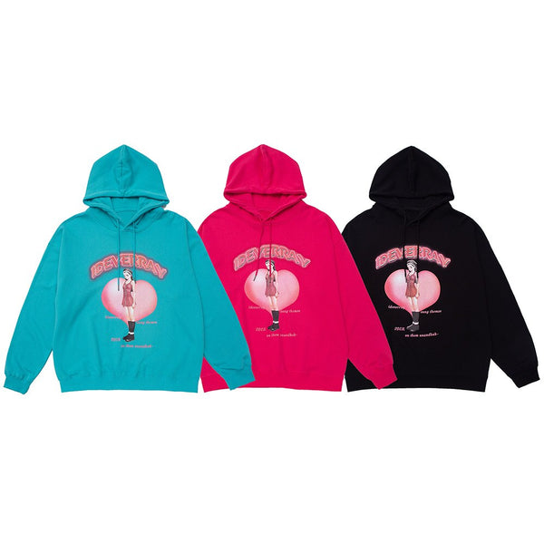 Anime Girl Cartoon Comics Printed Hoodie Men College Style Harajuku Loose Sweatshirts Otaku Pullover Winter Streetwear