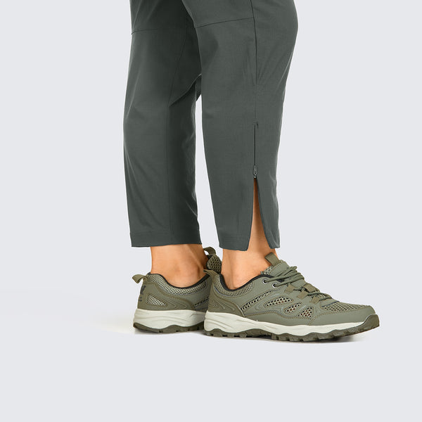 Women's Lightweight Quick Dry Hiking Pants Elastic Waist Drawstring Travel Sweatpants with Zipper Pockets