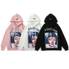 Hoodie Men Cool Girl Letter Printed Fleece Sweatshirts Soft Cozy Warm Hooded Oversize Japanese Harajuku Couple Pullover