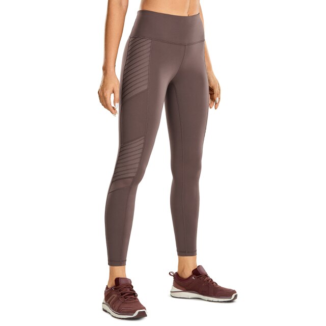 Women's Naked Feeling Workout Leggings 25 Inches - High Waisted Moto Leggings Mesh Yoga Pant