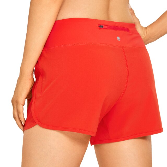 Women's Quick-Dry Workout Running Athletic Sports Shorts with Zip Pocket - 4 Inches