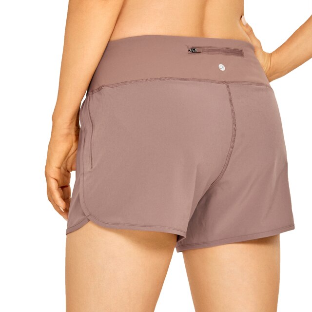Women's Quick-Dry Workout Running Athletic Sports Shorts with Zip Pocket - 4 Inches