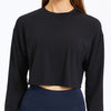 Loose Fit Long Sleeve Crop Top Cropped Sweatshirt Round Neck Workout Shirts Sports Gym Yoga Tshirt T-shirt
