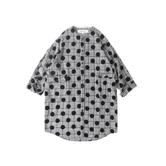 Plaid polka dot jacket original design all-match casual long-sleeved mid-length female