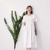 Original design white cotton edge bow short-sleeved dress mid-length sweet beauty summer