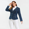 Women's Jacket Plus Size Casual Denim Jacket Premium Stretch Blouses Knitted Denim Chaquetas