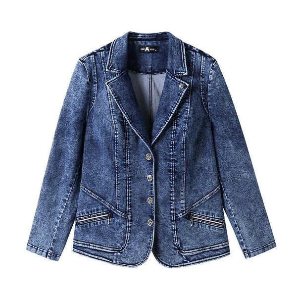 Women's Plus Size Tailored Denim Coat Cotton Knitted  Busine Suit Fashion  Cotton Knitted Jacket