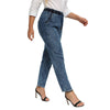 Women's Plus Size Casual Jeans High Flexibility Cotton Woven Thin Denim Trousers Softener Jeans with Elastic Waist