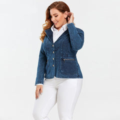 Women's Jacket Plus Size Tailored Denim Jacket Cotton Knitted Busine Suit Blouses Fashion Cotton Knitted Chaquetas