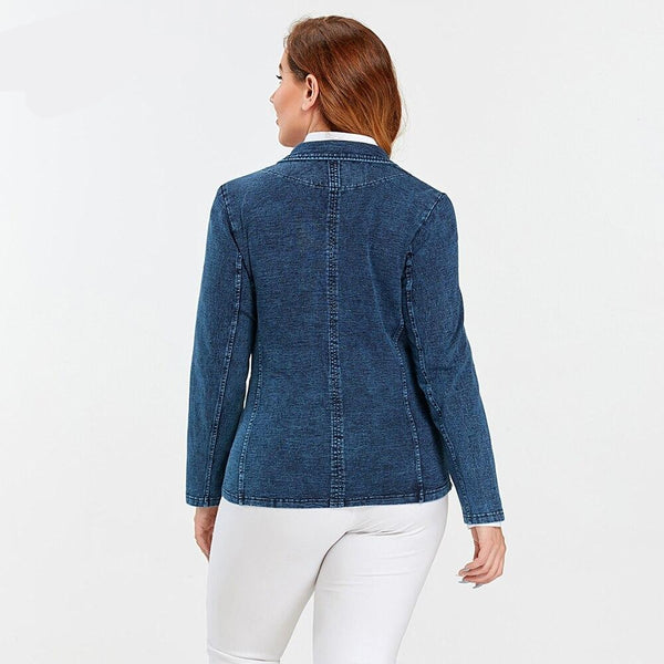 Women's Jacket Plus Size Tailored Denim Jacket Cotton Knitted Busine Suit Blouses Fashion Cotton Knitted Chaquetas