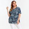 Women's Blouses Plus Size Denim Tops Shirt Summer Shirt Casual Sleeve Shirt Printed Woven Denim Short Sleeve with Sashes