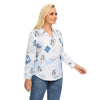 Women's Plus Size Spring Polyester T-shirt With Buttons Printed Letters Casual Top