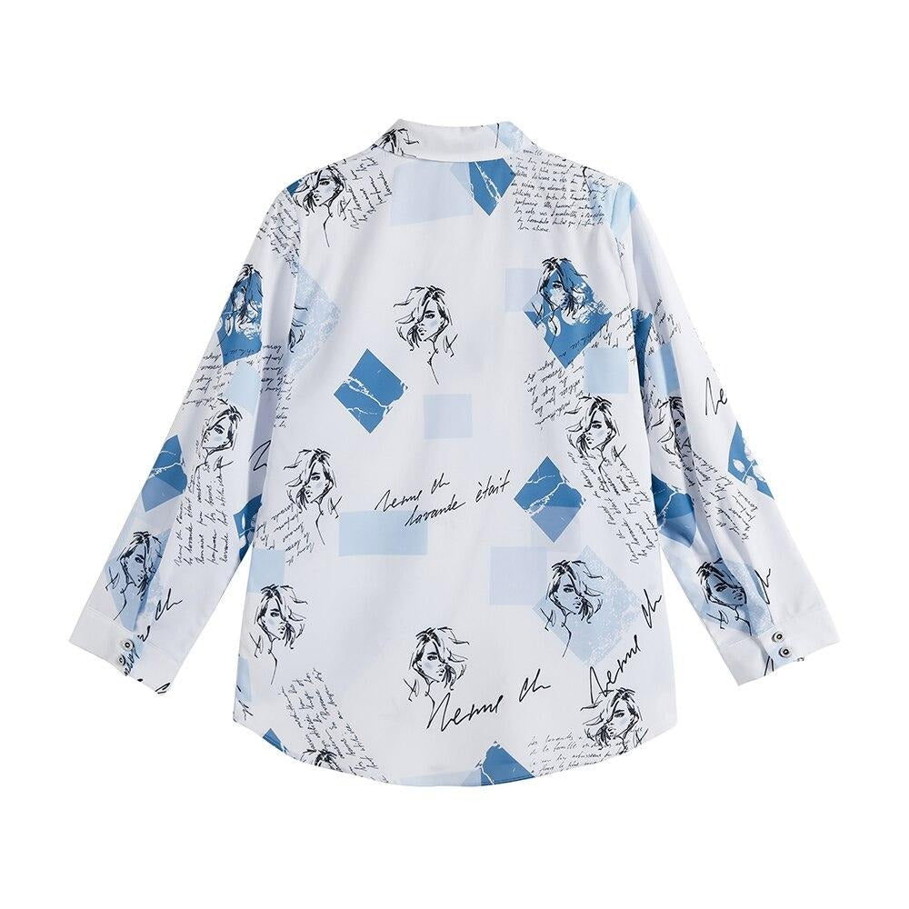 Women's Plus Size Spring Polyester T-shirt With Buttons Printed Letters Casual Top