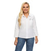 Women's  Plus Size Spring Shirt With Elastic Beaded Lapel Tie Button Casual Top