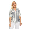 Women's Plus Size Spring Cotton Striped Shirt With Pockets And Button Lapel Casual Top