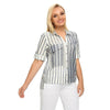 Women's Plus Size Spring Cotton Striped Shirt With Pockets And Button Lapel Casual Top