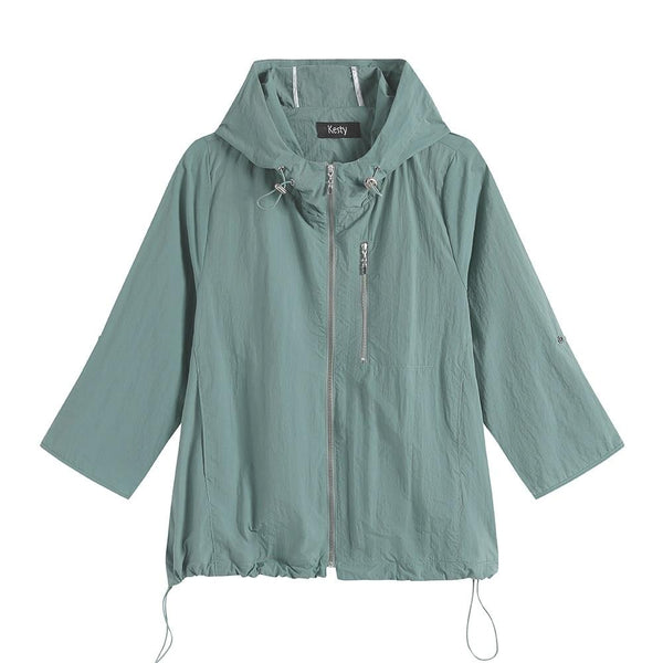 Women's Plus Size Windbreaker Short Hooded Jacket Spring And Autumn Loose Zipper Windbreaker