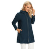 Women's Plus Size Windbreaker Mid-Length Hooded Jacket Spring And Autumn Loose Zipper Print Windbreaker