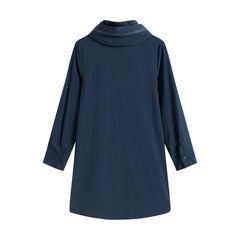 Women's Plus Size Windbreaker Mid-Length Hooded Jacket Spring And Autumn Loose Zipper Print Windbreaker