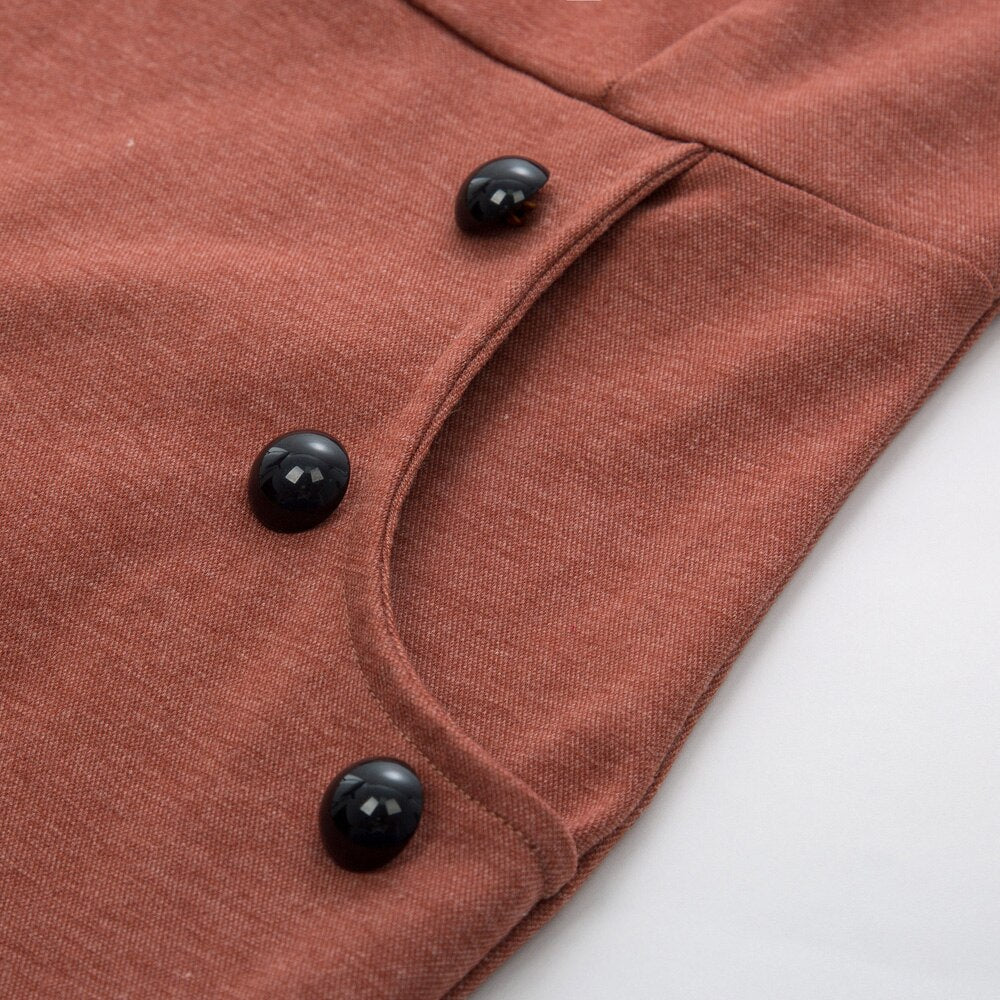 Womens Short Sleeves V-Neck Buttons Slim Fitting Bodycon Pencil Dress Straight