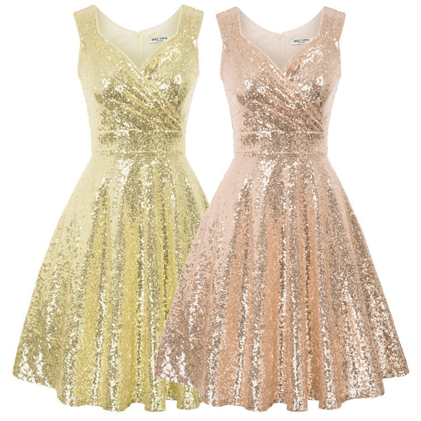 Sequins Dress Sequined Sleeveless Ladies Party Sexy Short Slim Women's