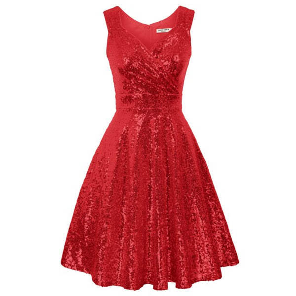 Sequins Dress Sequined Sleeveless Ladies Party Sexy Short Slim Women's