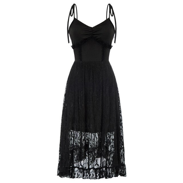 Women Dresses Lace Patchwork Dress Summer Sexy Ruched Spaghetti Straps V-Neck Flared A-Line Party Club Evening Short Mini Dress