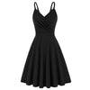 Grace Karin Women V-Neck Cami Dress Summer Sexy U-Back Pleated Bodice Flared A-Line Knee Length Swing Dress Cocktail Party Lady