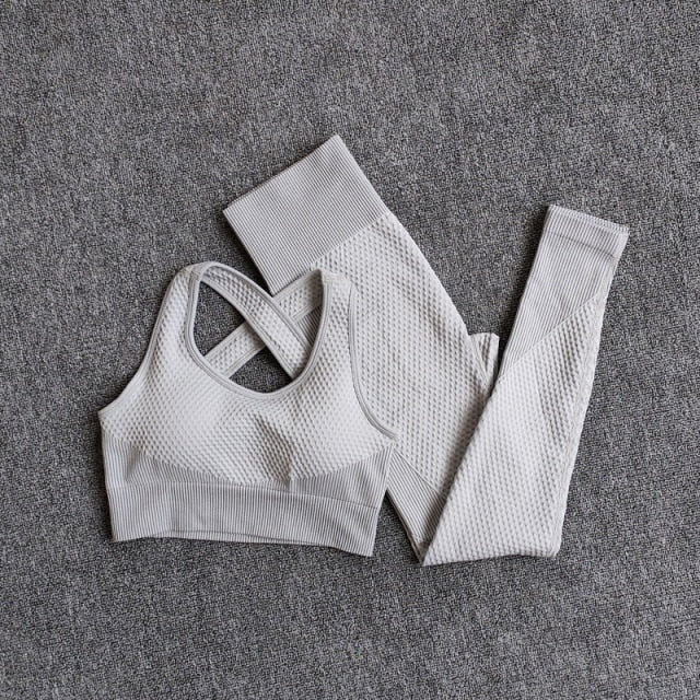 Women Fitness Sport Yoga Suit Seamless Women Yoga Sets Long Sleeve Clothing Female Sport Gym Suits Wear Running Clothes