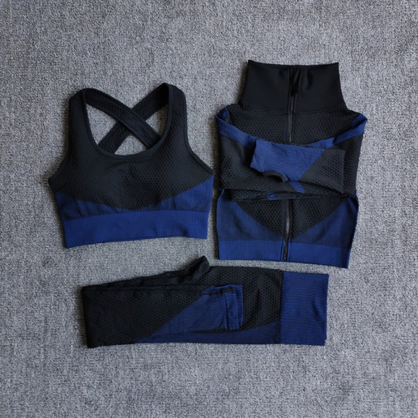 Women Fitness Sport Yoga Suit Seamless Women Yoga Sets Long Sleeve Clothing Female Sport Gym Suits Wear Running Clothes