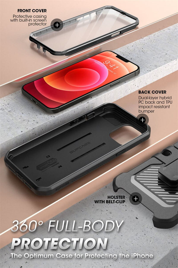 For iPhone 13 Pro Case 6.1 inch (2021) UB Pro Full-Body Rugged Holster Cover with Built-in Screen Protector & Kickstand