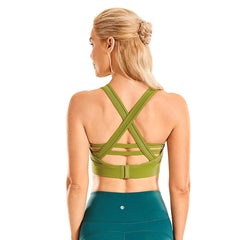 Women's Longline Strappy Yoga Bras High Impact Wirefree Padded Workout Sports Tops Activewear