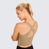 Women's Longline Cropped Sports Bra High Neck Cami Tank Tops Wirefree Padded Yoga Bra