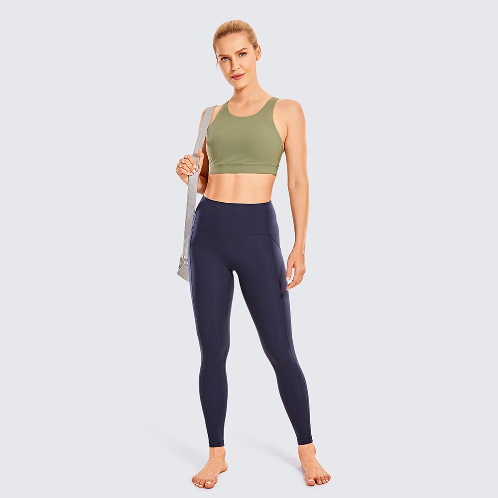 Women's Strappy Sports Bras High Neck Wirefree Yoga Bras Tops Padded with Built in Bra