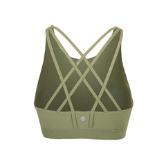 Women's Strappy Sports Bras High Neck Wirefree Yoga Bras Tops Padded with Built in Bra