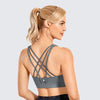 Women's Strappy Sports Bras High Neck Wirefree Yoga Bras Tops Padded with Built in Bra