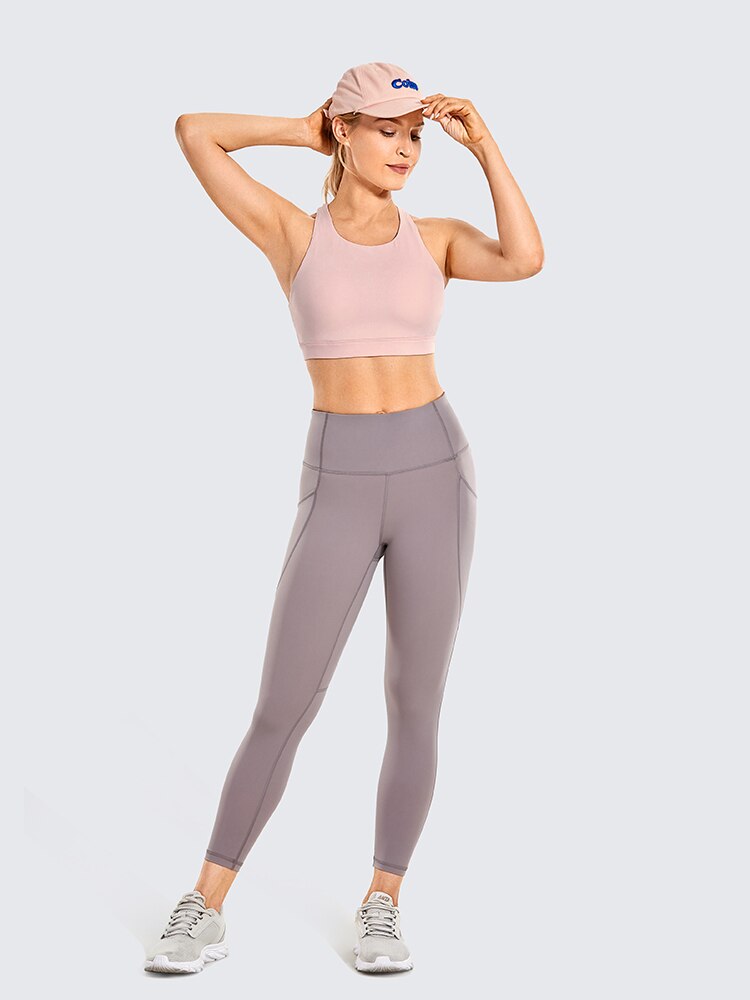 Women's Strappy Sports Bras High Neck Wirefree Yoga Bras Tops Padded with Built in Bra