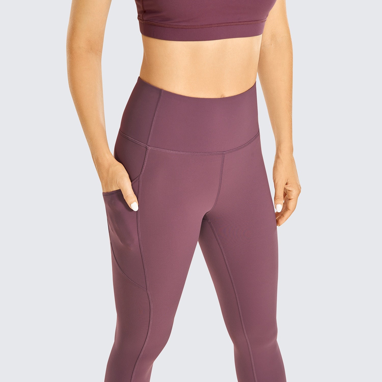 Women's Brushed Naked Feeling Yoga Leggings 19 Inches - High Waist Capris Matte Soft Workout Crop with Pockets