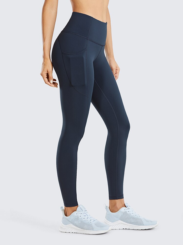 Women's Hugged Feeling Training Leggings 25 Inches - Compression Leggings with Pockets Tummy Control Workout Tights