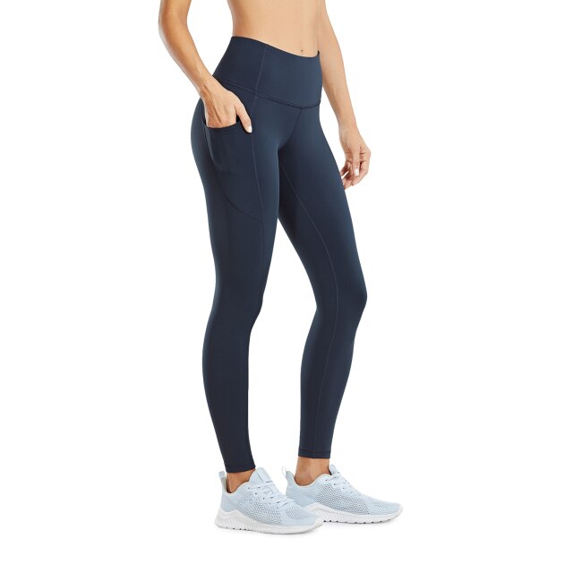 Women's Hugged Feeling Training Leggings 25 Inches - Compression Leggings with Pockets Tummy Control Workout Tights