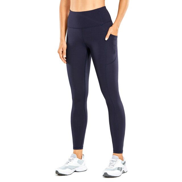 Women's Hugged Feeling Training Leggings 25 Inches - Compression Leggings with Pockets Tummy Control Workout Tights