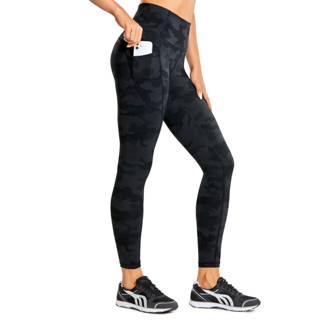 Women's Hugged Feeling Training Leggings 25 Inches - Compression Leggings with Pockets Tummy Control Workout Tights