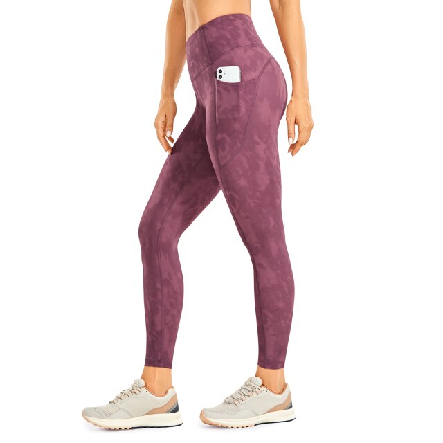 Women's Hugged Feeling Training Leggings 25 Inches - Compression Leggings with Pockets Tummy Control Workout Tights